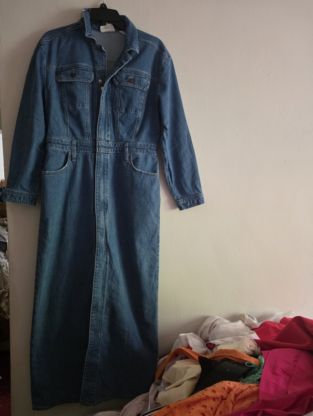 Universal Thread Women's Long Sleeve Denim Maxi Shirtdress Medium Blue Nwt - Picture 15 of 16